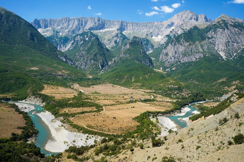 Albanian mountain ring Trebeshine - Dhembel - Nemercke hugged by the  crystal clear waters of river Vjosa