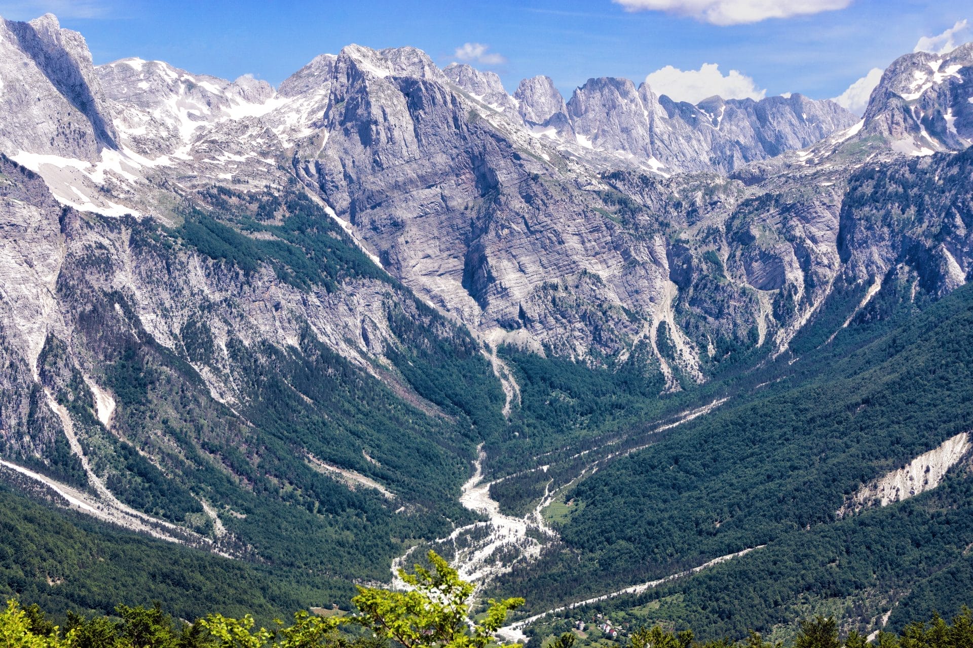 Peaks of Albanian Alps in Valbona Valley National Park, Albania