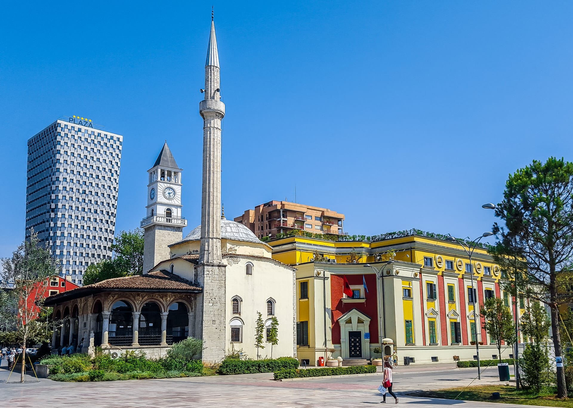 Et'hem Bey Mosque in Skanderberg Square. Tirana, Albania