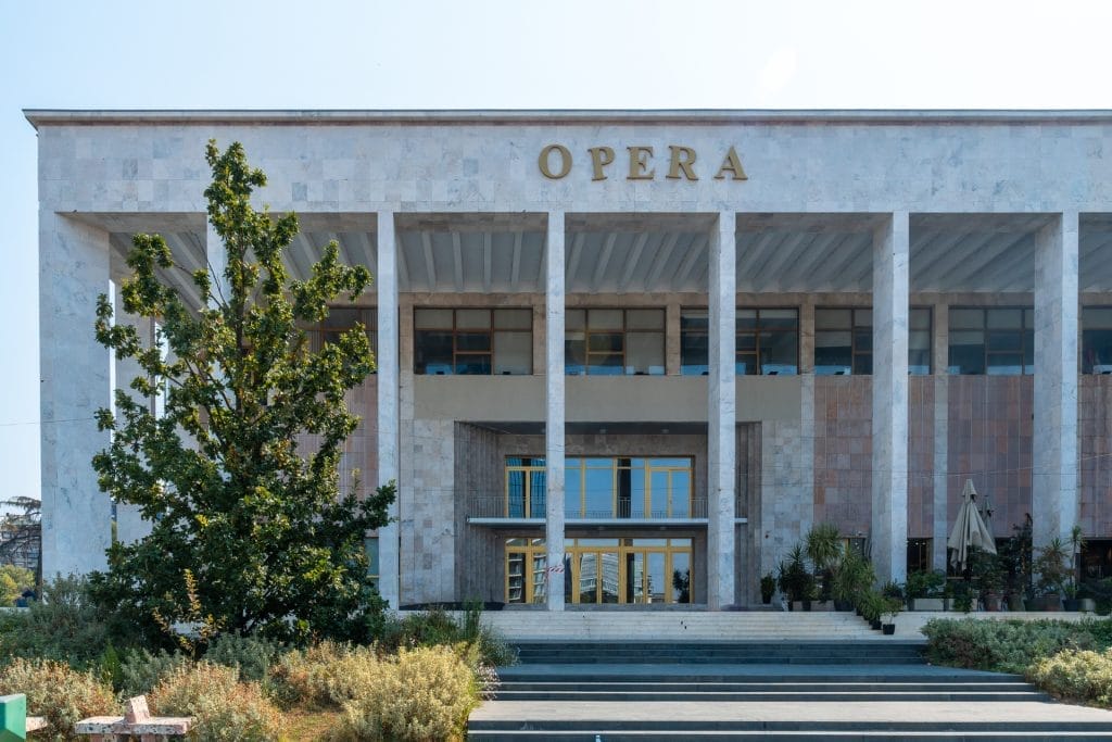 Palace of Culture or Opera at Skanderbeg Square in Tirana