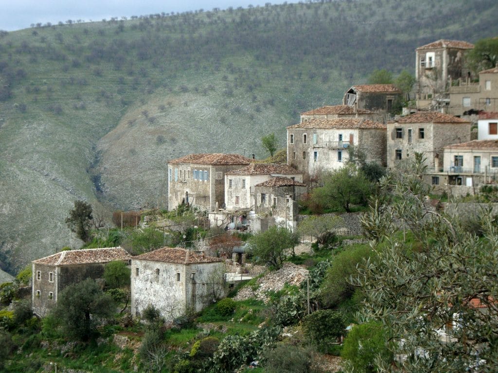 Traditional houses Qeparo village Albanian Riviera