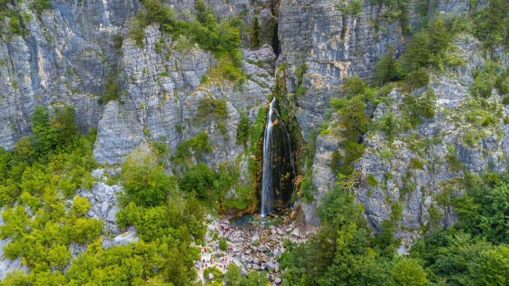 Grunas Waterfall in Theth National Park