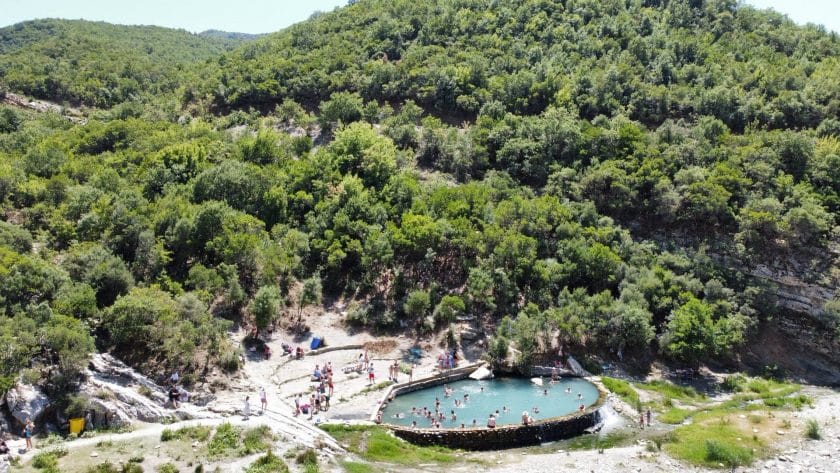 Mineral enriched geothermal pools fueled by bubbling underground springs Make Albanias Benja forest sanctuary a secluded haven for sore muscles seeking medicinal thermal waters