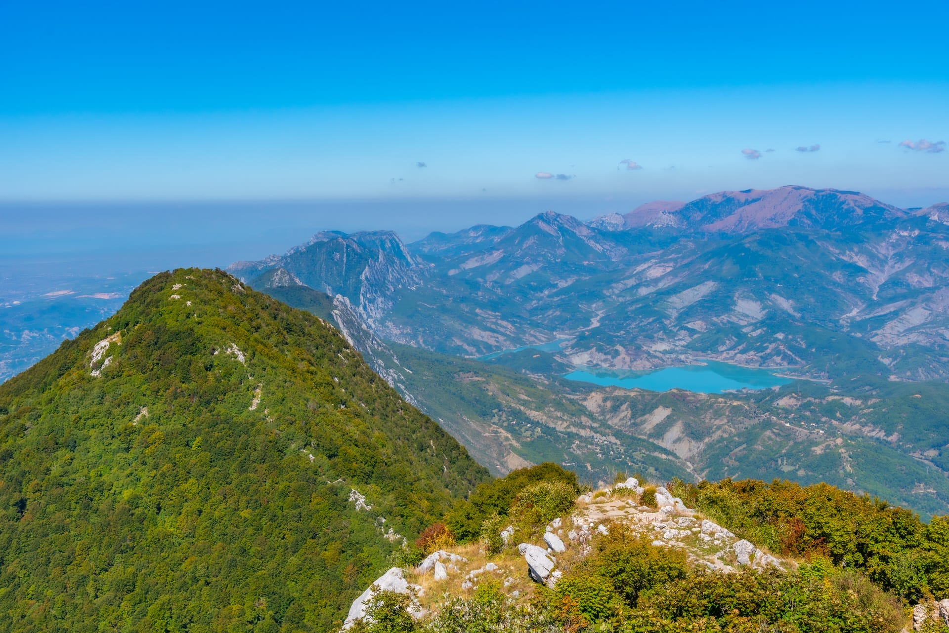 Mount Tujanit and Bovilla lake at Dajti national park in Albania