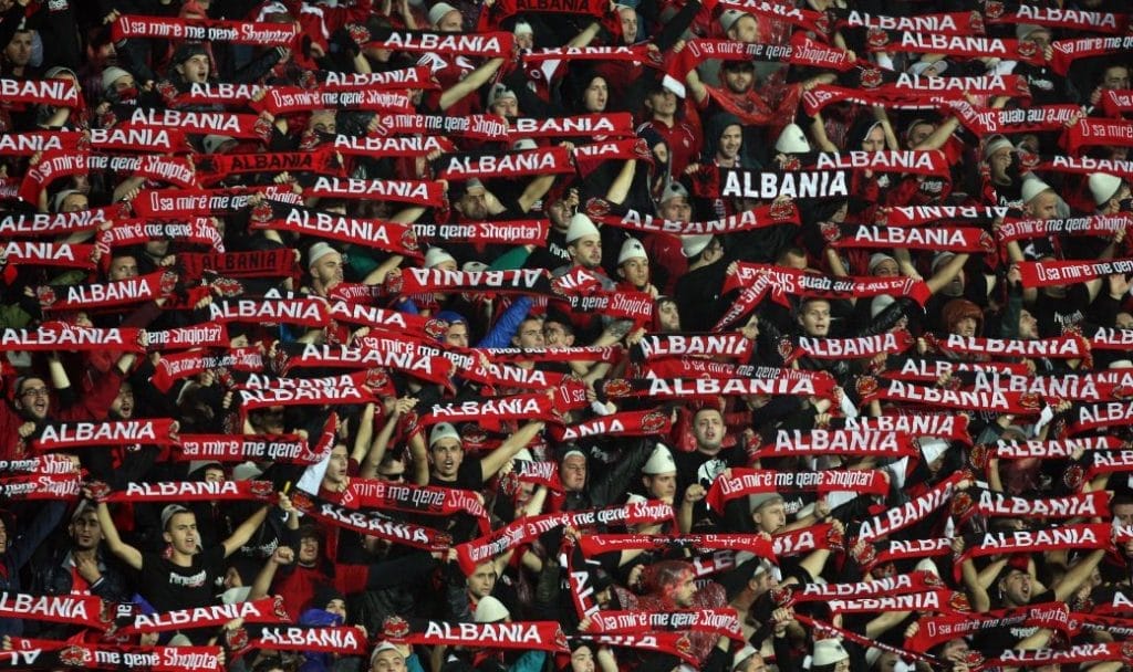 Albanias football fans supporting their team during Euro 2024 qualification run