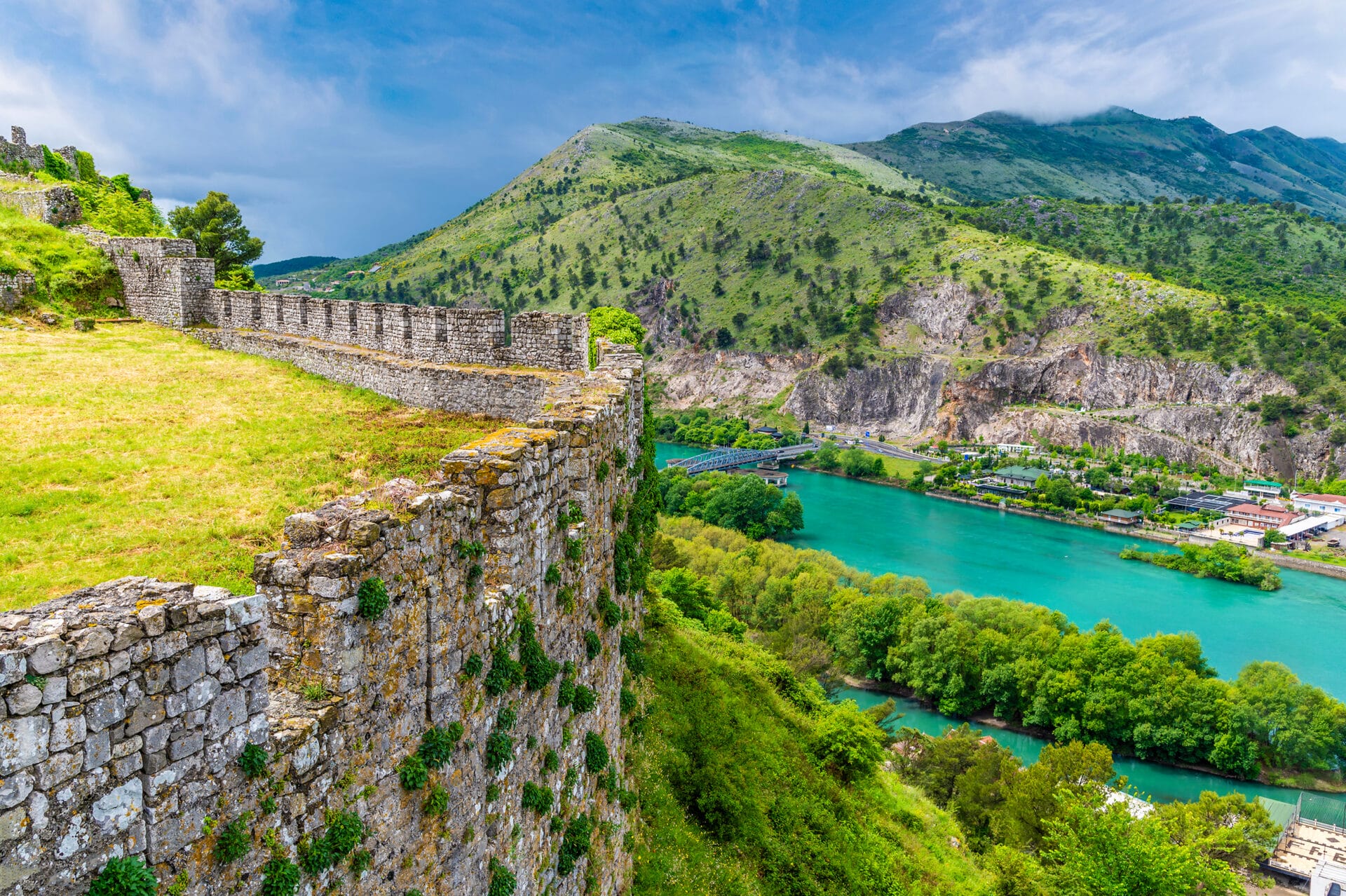 A view from Rozafa castle along the river Buna in Shkoder in Albania in summertime AdobeStock 825119389