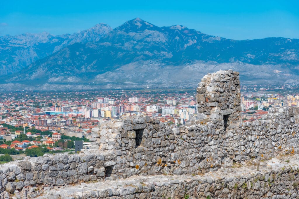 City of Shkoder and ramparts of Rozafa castle in Albania AdobeStock 354388722