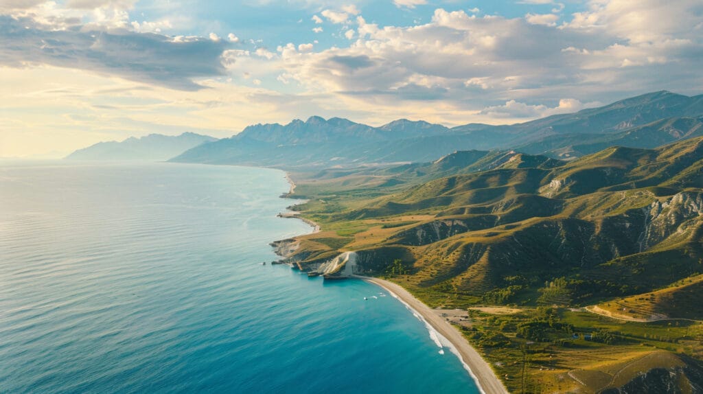 Pamje nga Qafa e Llogarasë në Rivierën Shqiptare