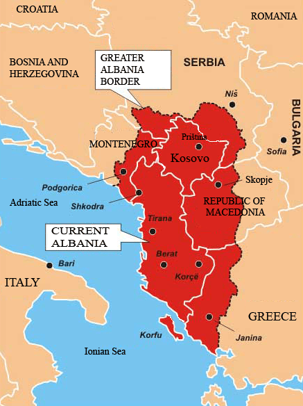 Map of Greater Albania