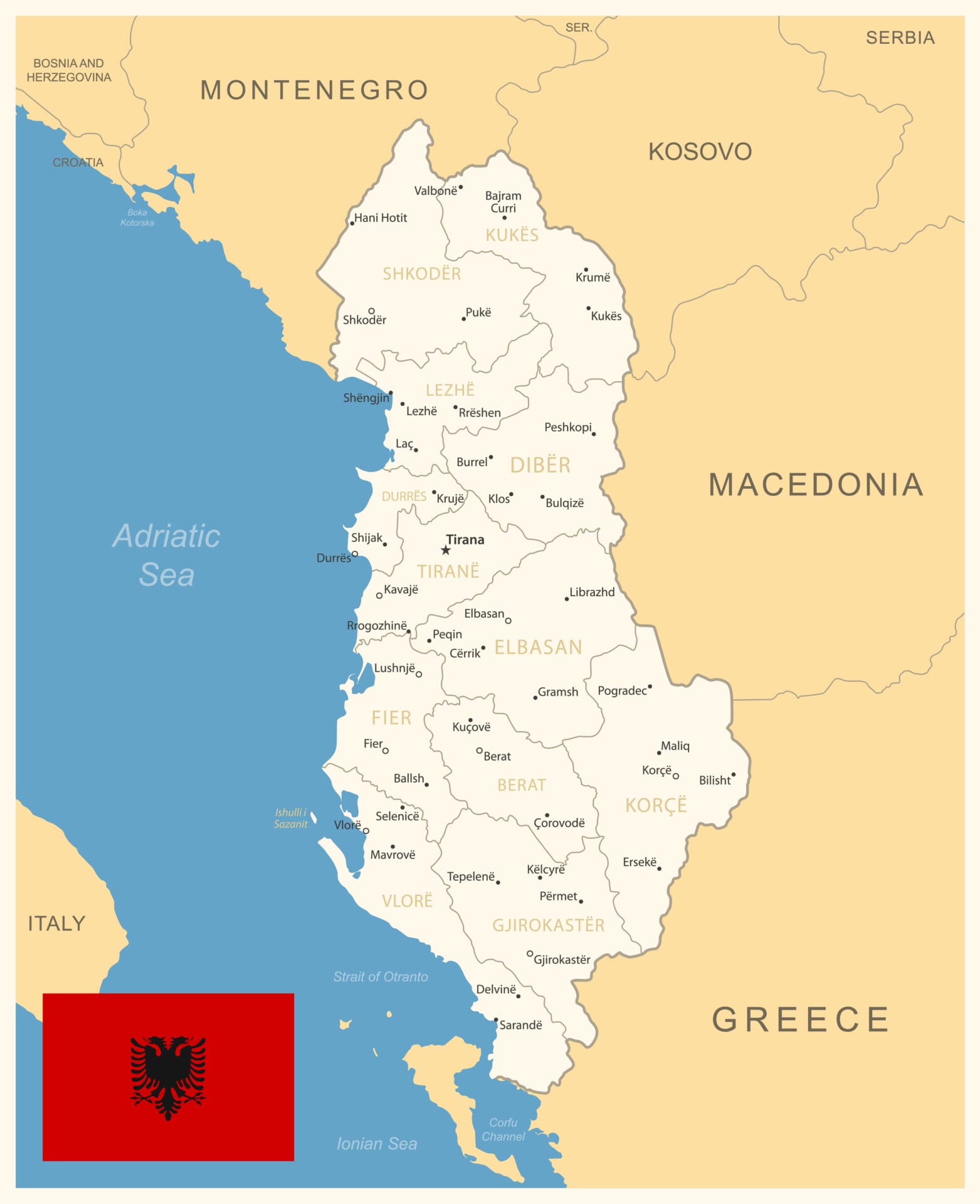 Map of Modern Albania