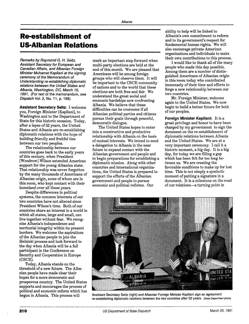 Signing US Albania Relations