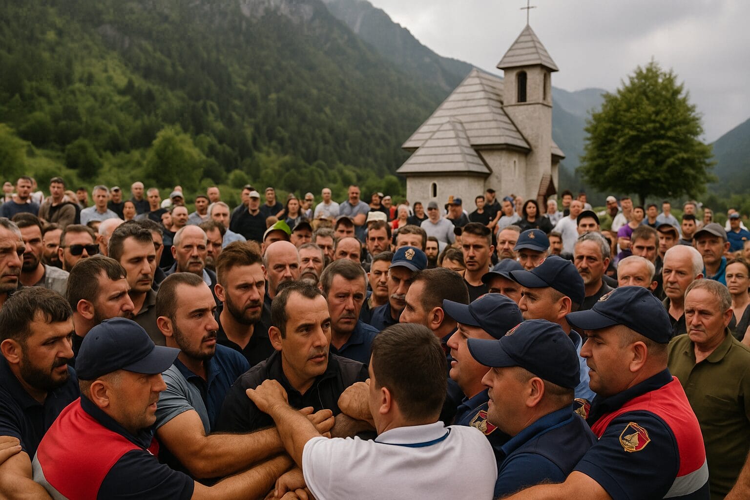 Protesters batte police in Theth Albania
